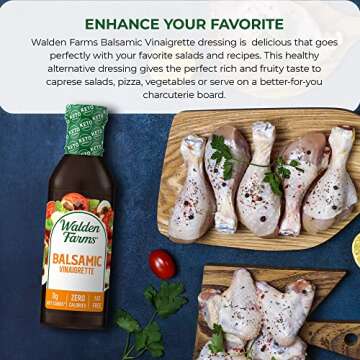 Walden Farms Balsamic Vinaigrette - Calorie-Free, Gluten-Free, Low Carb, Keto-Friendly, Vegan, Sugar-Free, Dressing with Classic Balsamic Flavor for Salads & Marinades, (12 oz Bottle x2)