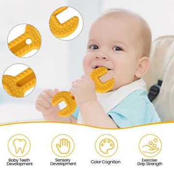 Yinghezu 4 Pack Chew Baby Teething Toys for 0-12 Months, Freezable BPA Free Silicone Baby Molar Teether Chew Toys, Hammer Wrench Spanner Pliers Shape Baby Girl's Boy Car Seat Toy