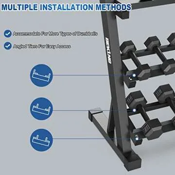 BEKING 3 Tier Dumbbell Rack for Home Gym - 1000 lbs Capacity