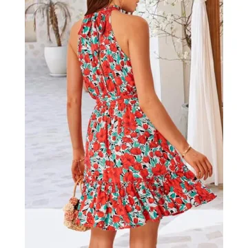 BTFBM Women 2025 Halter Neck Casual Summer Dress