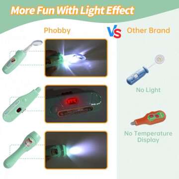 Phobby Kids Doctor Kit, 8 Pieces Kids Doctor Playset with Medical Storage Bag & Real Stethoscope, Pretend Play Doctor Toys for Toddler Boys Girls Aged 3 4 5 6 (Green)