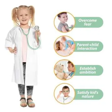 Phobby Kids Doctor Kit, 8 Pieces Kids Doctor Playset with Medical Storage Bag & Real Stethoscope, Pretend Play Doctor Toys for Toddler Boys Girls Aged 3 4 5 6 (Green)