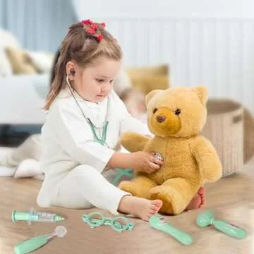 Phobby Kids Doctor Kit, 8 Pieces Kids Doctor Playset with Medical Storage Bag & Real Stethoscope, Pretend Play Doctor Toys for Toddler Boys Girls Aged 3 4 5 6 (Green)