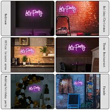 Pink Let's Party Neon Sign Lights for Wall Decor for Bedroom Home Decoration 5V USB Party Decoration 16*7inch (Lets party-pink)