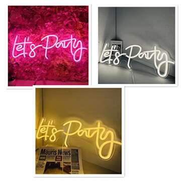 Pink Let's Party Neon Sign Lights for Wall Decor for Bedroom Home Decoration 5V USB Party Decoration 16*7inch (Lets party-pink)