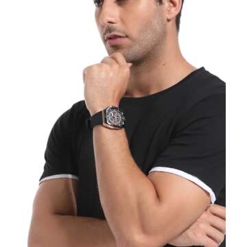 Paras Crown Men's Tonneau Waterproof Quartz Chronograph Watch