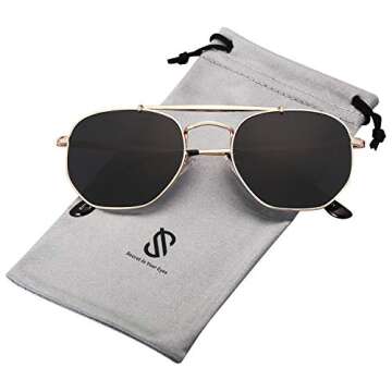 SOJOS Classic Polarized Square Sunglasses for Men and Women Mirrored Lens COLONEL SJ1122 with Gold Frame/Grey Lens