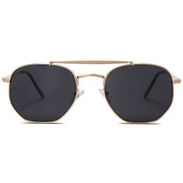 SOJOS Classic Polarized Square Sunglasses for Men and Women Mirrored Lens COLONEL SJ1122 with Gold Frame/Grey Lens