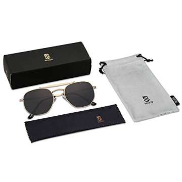 SOJOS Classic Polarized Square Sunglasses for Men and Women Mirrored Lens COLONEL SJ1122 with Gold Frame/Grey Lens