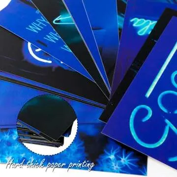juwute Neon Wall Collage Kit Aesthetic Pictures, Blue Aesthetic Poster, 50 Pcs Poster Pack Indie Room Decor, Bedroom Aesthetic Trendy Small Poster, Bedroom Decor for Teen Girls (4x6 inch)