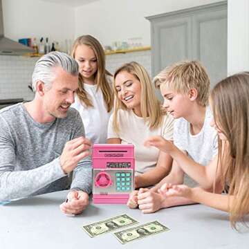 Adevena Electronic Piggy Bank, Mini ATM Password Money Bank Cash Coins Saving Box for Kids, Cartoon ...