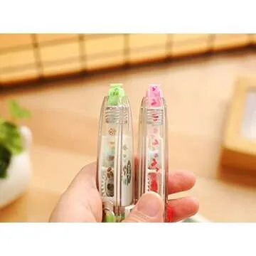 Hxytech 4Pcs Novelty Cute Cartoon Correction Tape Sticker Machines Pen Adhesive Kawaii Stationery Masking Tape School Supplies DIY Scrapbooking Stickers Diary Decor