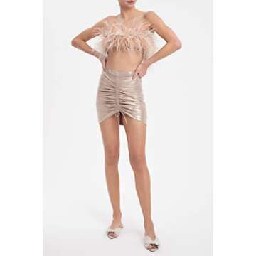 Adriana Degreas Golden Metallic Frilled Skirt for Chic Style