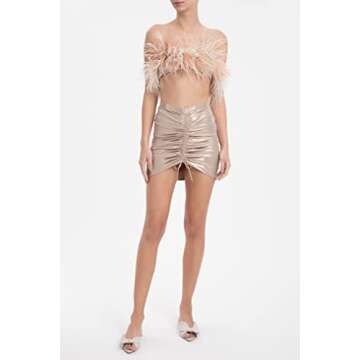 Adriana Degreas Golden Metallic Frilled Skirt for Chic Style