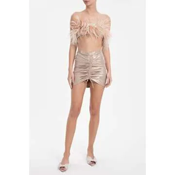 Adriana Degreas Golden Metallic Frilled Skirt for Chic Style
