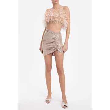 Adriana Degreas Golden Metallic Frilled Skirt for Chic Style