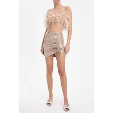 Adriana Degreas Golden Metallic Frilled Skirt for Chic Style