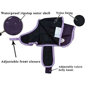 Derby Originals 1200D Winter Dog Coat Horse-Tough Ruff Pup 150g Insulation Nylon Lining 3 Layer breathable