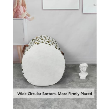 QUEENLALA Large Storage Basket,Laundry Hamper/Bathroom/Home Decor/Collapsible Round Storage Bin,Boys and Girls Hamper/Boxes/Clothing(Green forest)