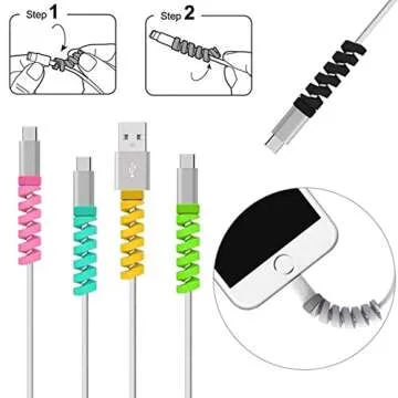 VizGiz 12 Pack Charging Cable Protector - Cable Management Organizers