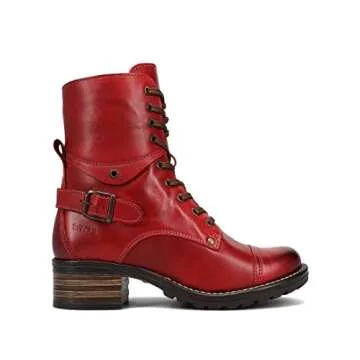 Taos Crave Women's Boots - Stylish and Classic Design for Everyday Fashion - Lacing & Zipper with Curves & Pods Removable Footbed with Arch Support Classic Red 8-8.5 M US