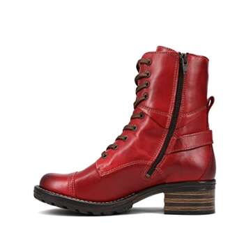 Taos Crave Women's Boots - Stylish and Classic Design for Everyday Fashion - Lacing & Zipper with Curves & Pods Removable Footbed with Arch Support Classic Red 8-8.5 M US
