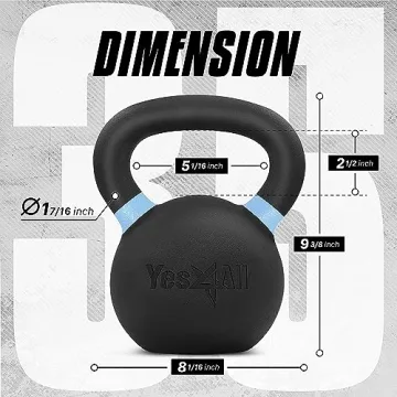 Yes4All Cast Iron Kettlebell 16 KG Powder Coated Non-Slip Handle
