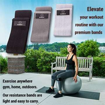 Bossanova Athletica Fabric Resistance Bands for Legs and Butt, Exercise Bands Hip Bands Booty Bands for Women Workout Bands Sports Fitness Stretch - Anti Slip Non-Rolling Thick Resistance Bands