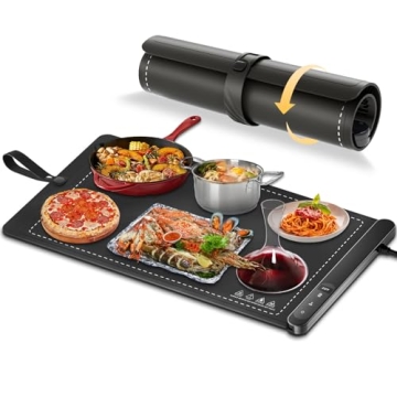 Food Warming Mat, Upgraded Graphene Full Surface Heating Foldable Heater Food Pad, Compact Silicone ...