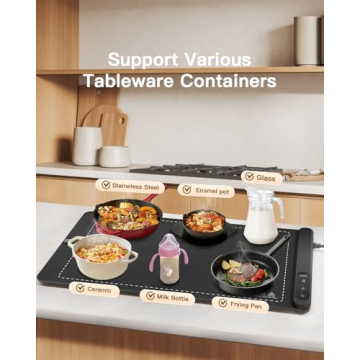 HERTIENDO Food Warming Mat - Compact & Multifunctional