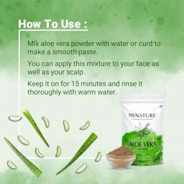 100% Organic Aloe Vera Powder USDA Certified by mi Nature - 8 OZ / 227 g / 1/2 lb | Aloe Barbadensis | Vegan | Non GMO