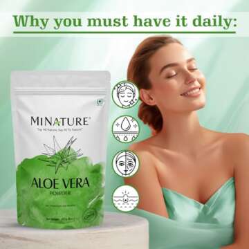 100% Organic Aloe Vera Powder USDA Certified by mi Nature - 8 OZ / 227 g / 1/2 lb | Aloe Barbadensis | Vegan | Non GMO