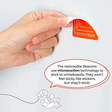 Rocketbook Beacons - Digitize Your Whiteboard - Reusable Stickers To Upload Your Whiteboard Notes To The Cloud with Carrying Case (1 Pack), BEA-A4-K