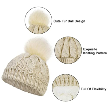 YSense Toddler 2 Pack Winter Warm Fleece Lined Hats