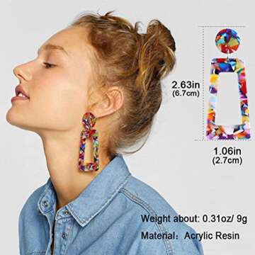 CIBIRICH Acrylic Earrings for Women Multicolor Resin Earrings Statement Dangles Drop Earrings