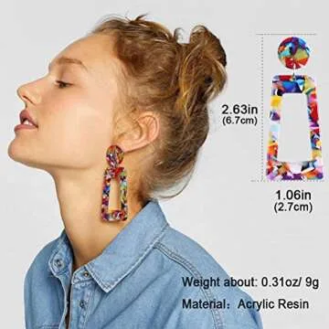 CIBIRICH Acrylic Earrings Light and Colorful Statement Dangles