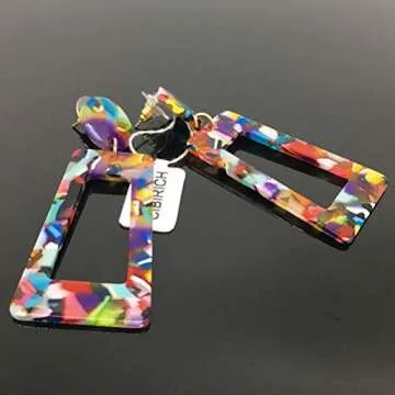 CIBIRICH Acrylic Earrings Light and Colorful Statement Dangles