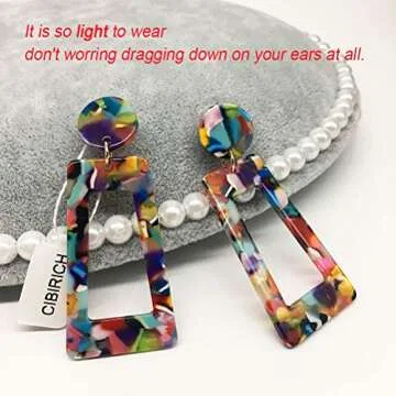 CIBIRICH Acrylic Earrings Light and Colorful Statement Dangles