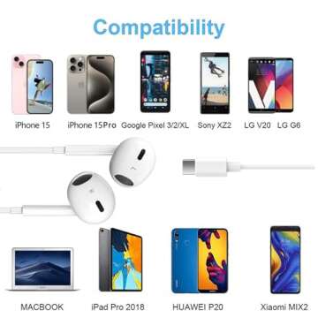 Premium Wired USB C Headphones for iPhone 15