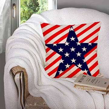 Gulidi Pack of 4 Independence Day Throw Pillow Covers Patriotic American Flag 4th of July Home Decor...