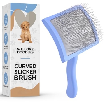 We Love Doodles Grooming Curved Slicker Brush - Ultimate Tool for Poodles and Goldendoodles