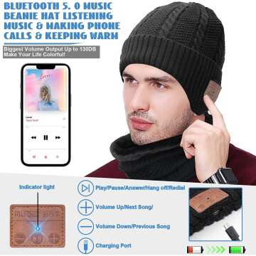 Music Beanie Set with Built-In Speakers for Christmas