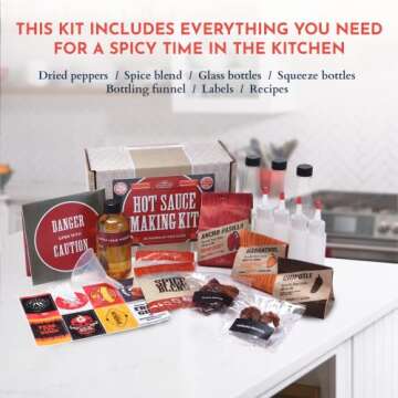 DIY Gift Kits - Hot Sauce Making Kit Everything Included - Unique Cooking Gifts For Men - Gifts For Husband, Boyfriend, Dads Who Have Everything - Deluxe (29 Pcs Set)