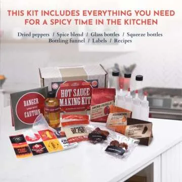 DIY Gift Kits - Hot Sauce Making Kit Everything Included - Unique Cooking Gifts For Men - Gifts For Husband, Boyfriend, Dads Who Have Everything - Deluxe (29 Pcs Set)