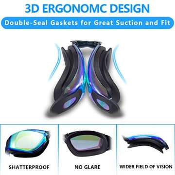 Keary Swim Goggles Pack 2 Anti-Fog UV Protection and Comfort