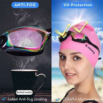 Keary Swim Goggles Pack 2 Anti-Fog UV Protection and Comfort