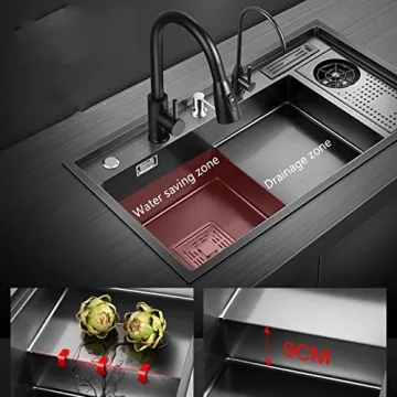 32.3 Black Nano Kitchen Sink Pull-Out Tap Stainless Steel