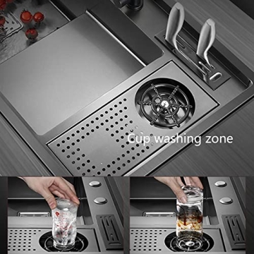 32.3 Black Nano Kitchen Sink Pull-Out Tap Stainless Steel