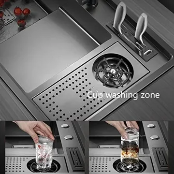 32.3 Black Nano Kitchen Sink Pull-Out Tap Stainless Steel