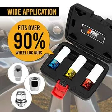 EWK 3 Pcs Lug Nut Impact Socket Set for Cars